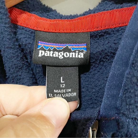 PATAGONIA Kids' Micro D Snap-T Fleece Jacket Size Large 12 Red Blue - Picture 7 of 10